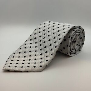 Giorgio Armani 100% Silk Tie |‎ Made in Italy | Silver Geometric Luxury Designer
